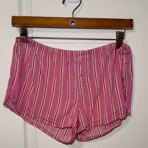 Aerie Pink White & Gold Striped Pajama Boxer Shorts Size XS NWOT